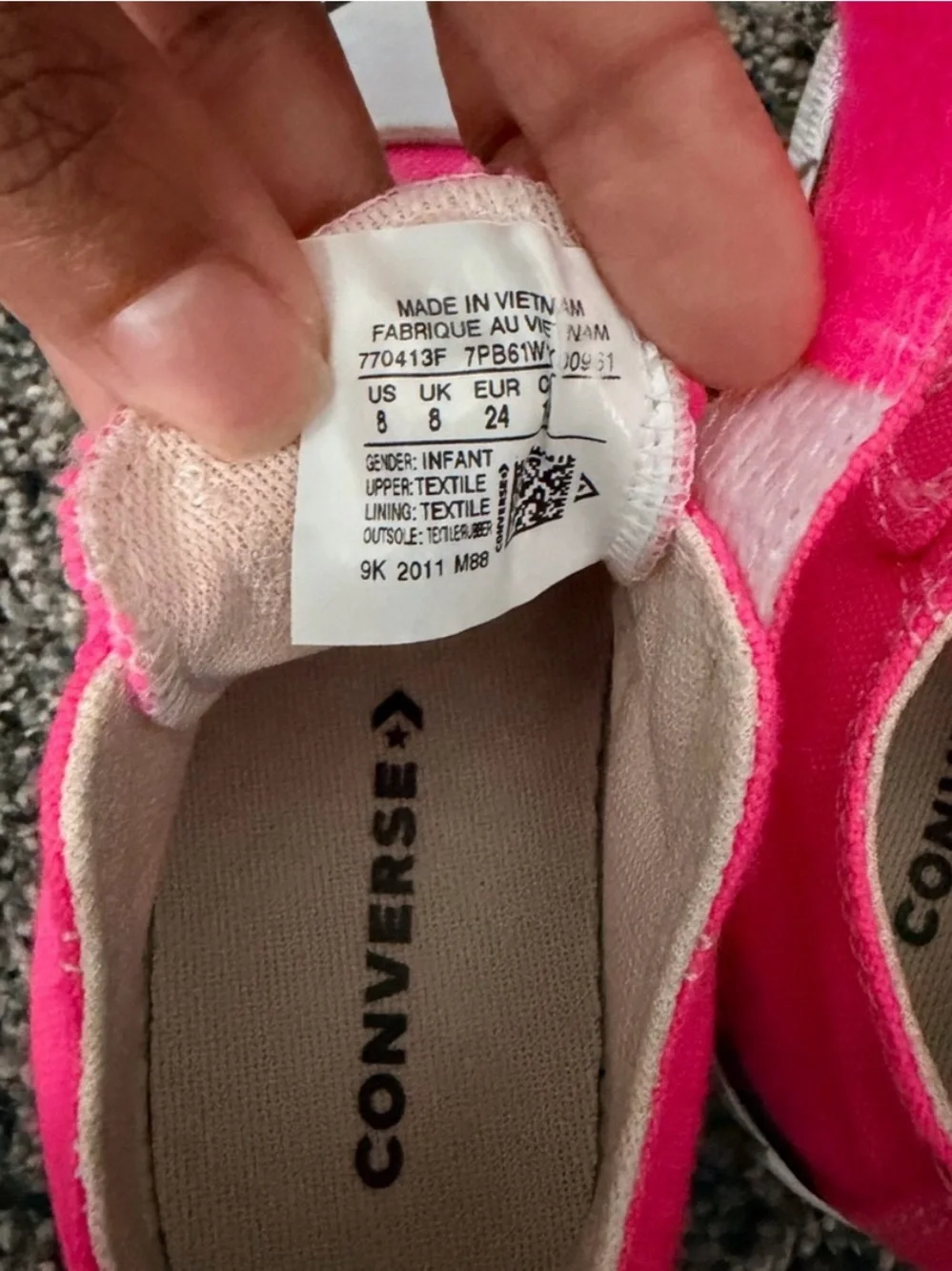 Converse Kids Hot Pink Canvas Low Top Sneakers